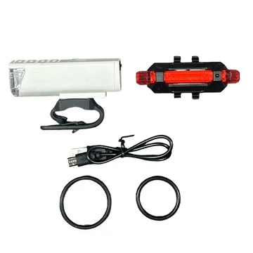 Bicikli LED lámpa kerékpár lámpa szett tölthető - fehér