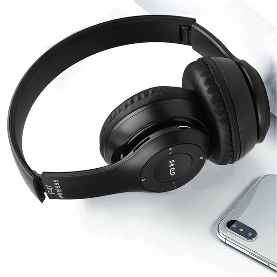 Bluetooth fejhallgató, headset + Mp3-lejátszó + FM rádió összehajtható fejpánttal