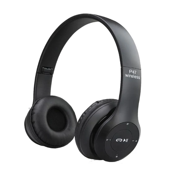 Bluetooth fejhallgató, headset + Mp3-lejátszó + FM rádió összehajtható fejpánttal