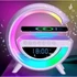 RGB Smart LED lámpa, Bluetooth hangszóró, vezeték nélküli töltő, zeneóra környezeti ébresztőfénnyel, ébresztő, 15 W-os gyorstöltő, mobilalkalmazás-vezérlés 16 millió fényszínnel, fehér